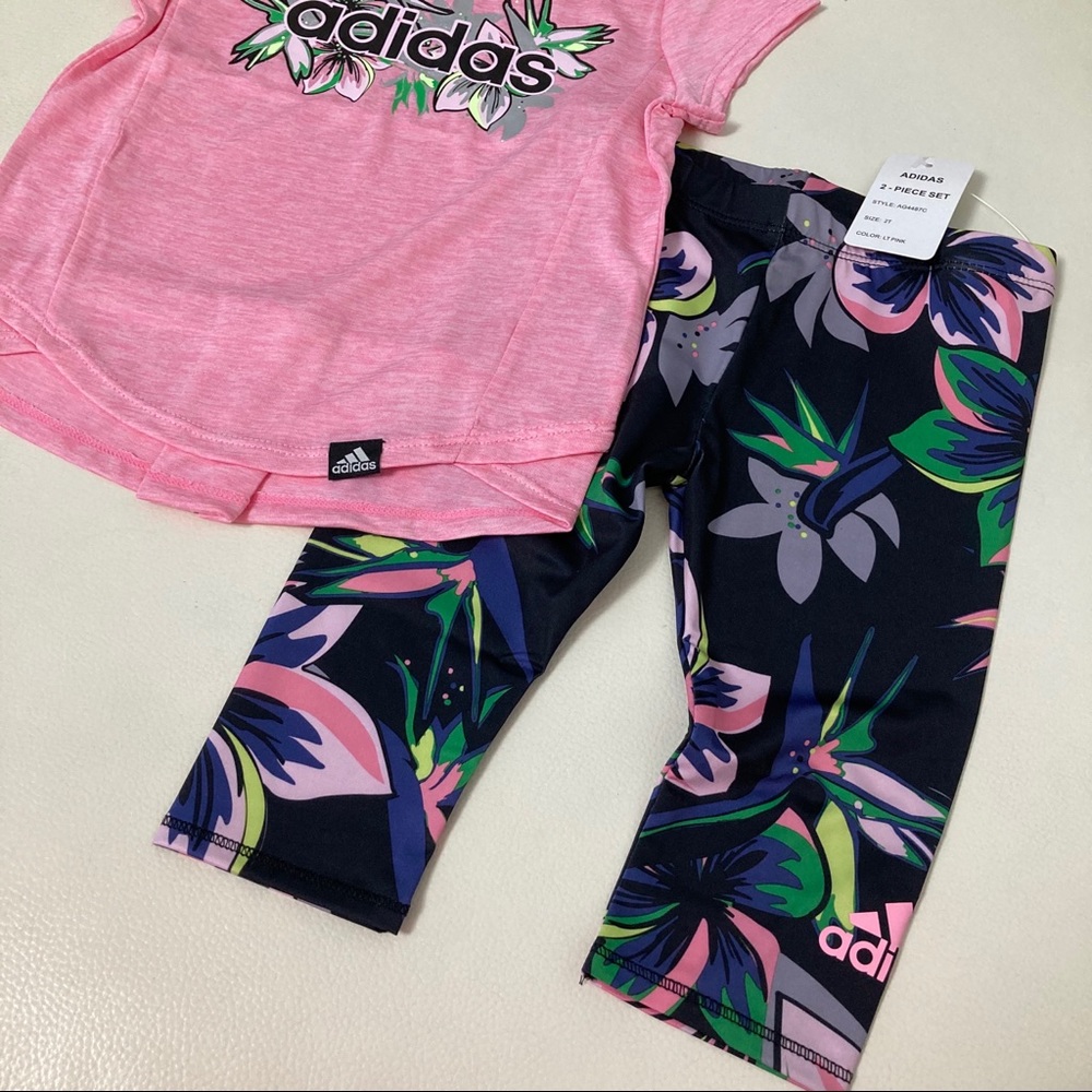 Adidas cute floral pink leggings set 6205 - Picture 5 of 8